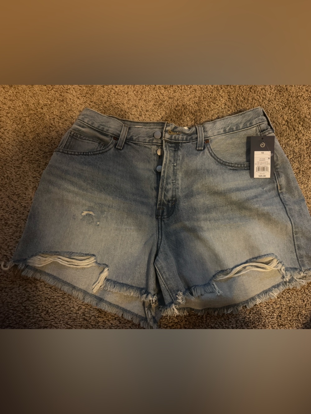 Universal Thread Light Blue Distressed High-Rise Jean Shorts